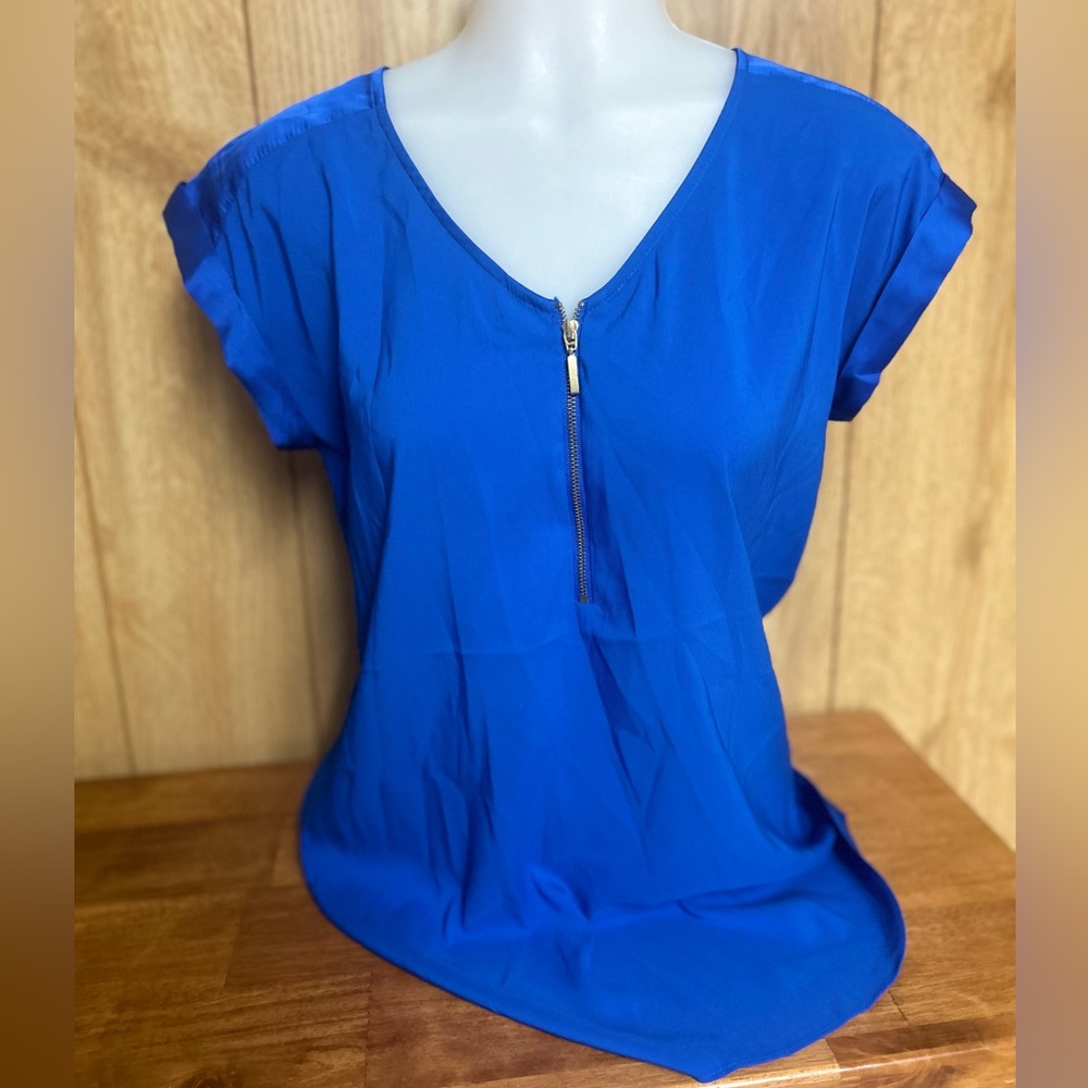 Express Blue Zip-Front Top